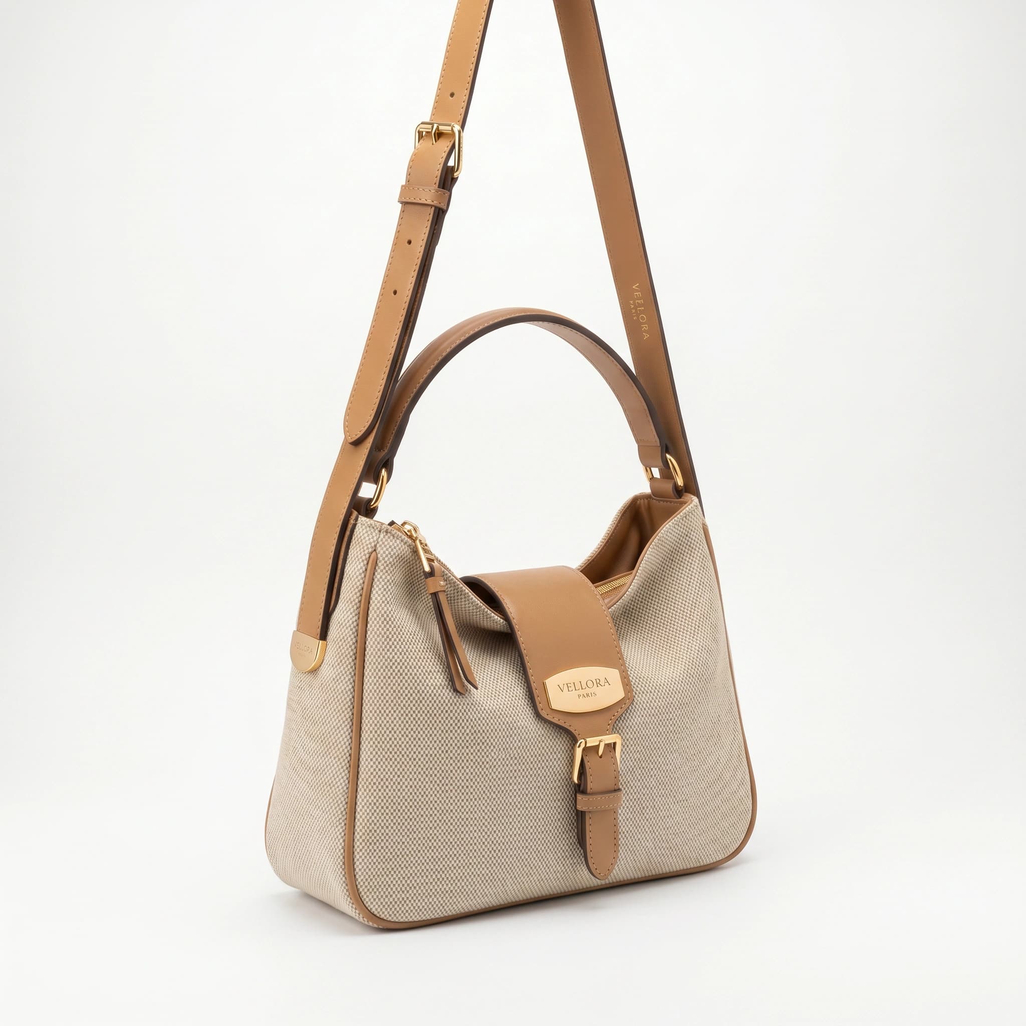 Buckle shoulder bag, natural
