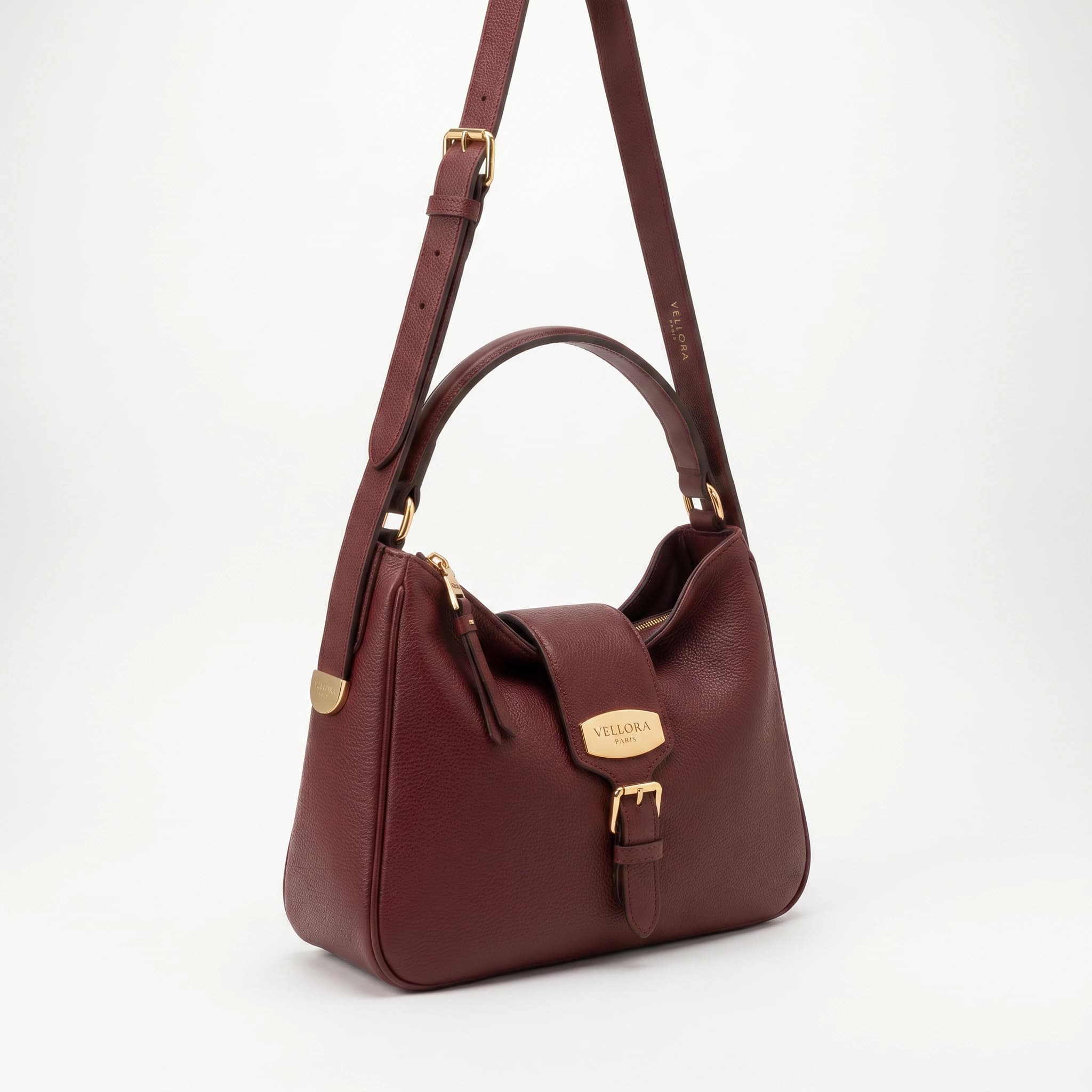Buckle shoulder bag, oxblood
