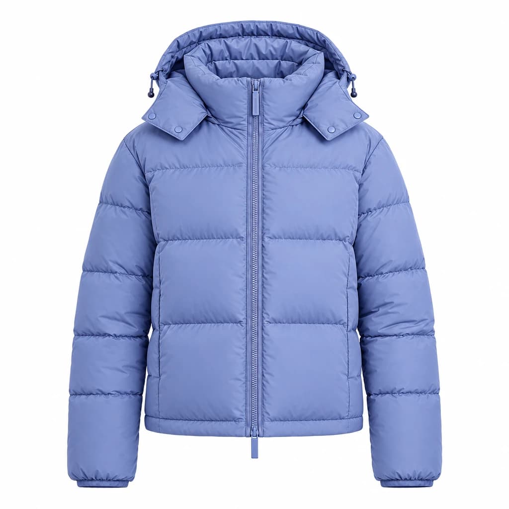 Cropped puffer jacket in periwinkle