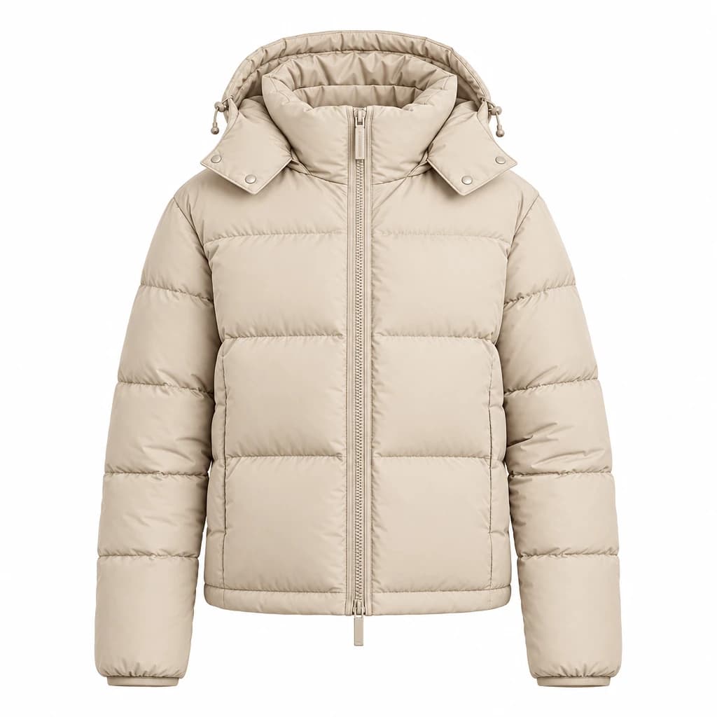 Cropped puffer jacket in sand