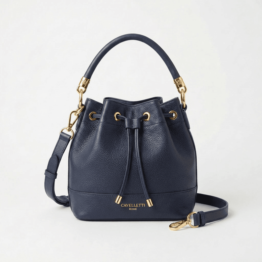 Drawstring bucket bag, navy